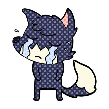 Tilki çizgi film ağlama vektör çizim