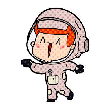 mutlu karikatür astronot vektör çizim