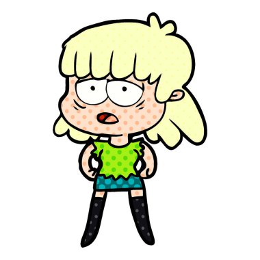 vektör çizim karikatür yorgun kadın