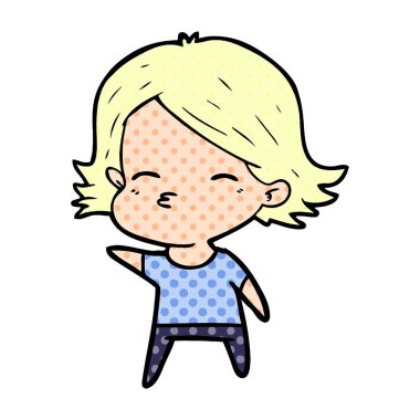 Çizgi filmdeki kadının vektör çizimi