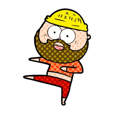 dans şaşırmış sakallı adam çizgi film