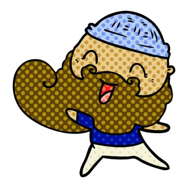 Sakal ve kış şapka ile mutlu adam