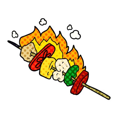 vektör çizim karikatür kebap sopa