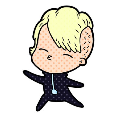 çizgi film kız gözlerini kısarak vektör çizim