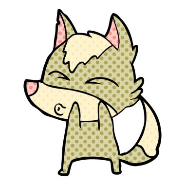 vektör çizim karikatür kurt ıslık