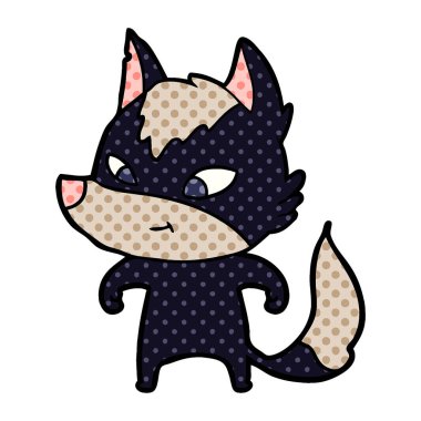 vektör çizim dostu karikatür kurt