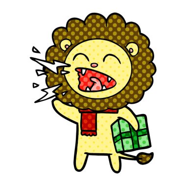 hediye ile kükreyen aslan çizgi film