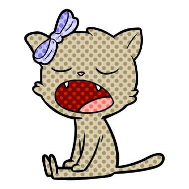 vektör çizim karikatür esneme kedi