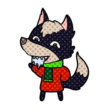 vektör çizim karikatür aç kurt