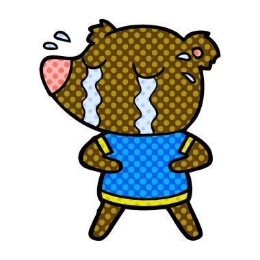 vektör çizim ayı ağlıyor çizgi film