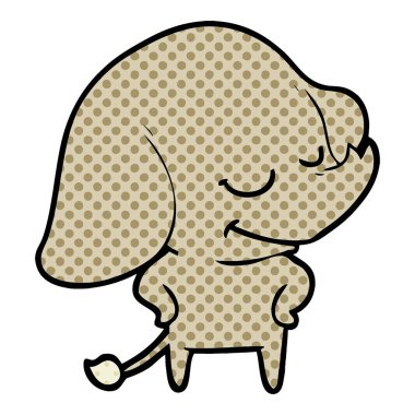 vektör çizim karikatür fil gülümseyen