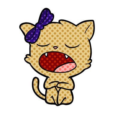 vektör çizim karikatür esneme kedi