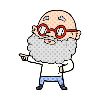 çizgi film meraklı adam sakal ve gözlük