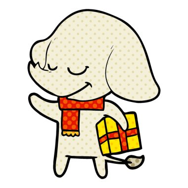 vektör çizim karikatür Noel fil