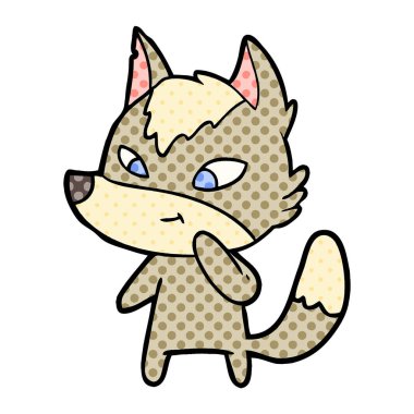 vektör çizim dostu karikatür kurt