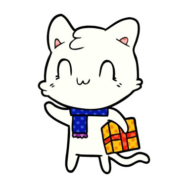 vektör çizim karikatür mutlu kedi