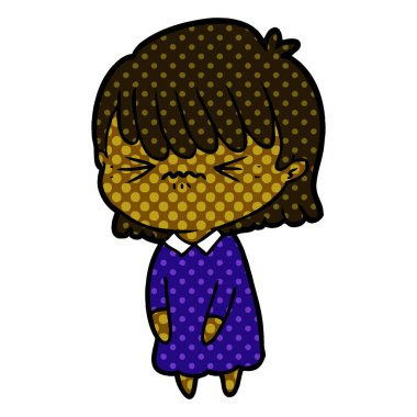 rahatsız çizgi film kız vektör çizim