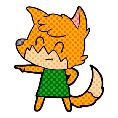 Vektör çizim karikatür mutlu Fox