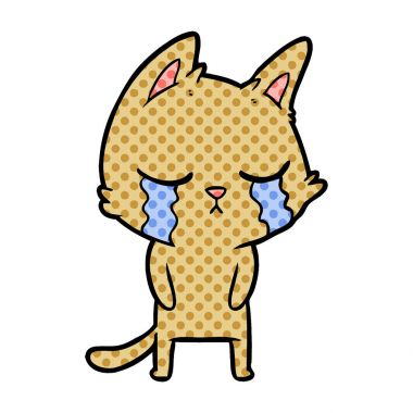 vektör çizim karikatür kedi ağlama