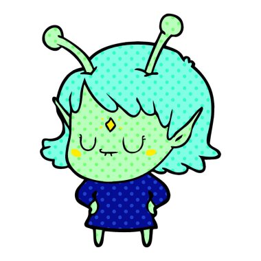 vektör çizim karikatür uzaylı kız