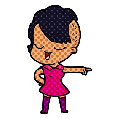 mutlu çizgi film kız vektör çizim