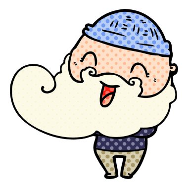 Sakal ve kış şapka ile mutlu adam