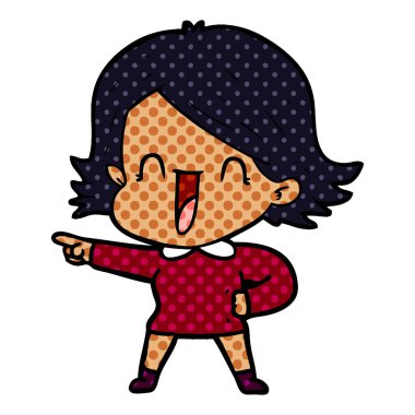 karikatür komik kadın işaret