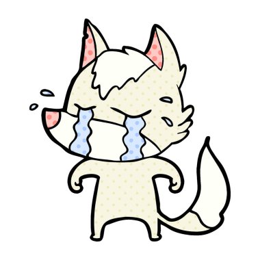 vektör çizim karikatür ağlayan kurt