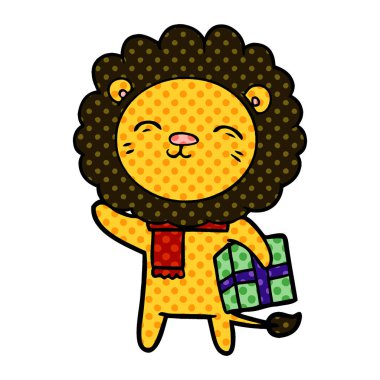 Noel hediyesi ile çizgi film aslan