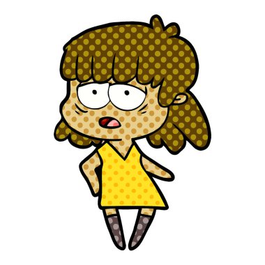 vektör çizim karikatür yorgun kadın