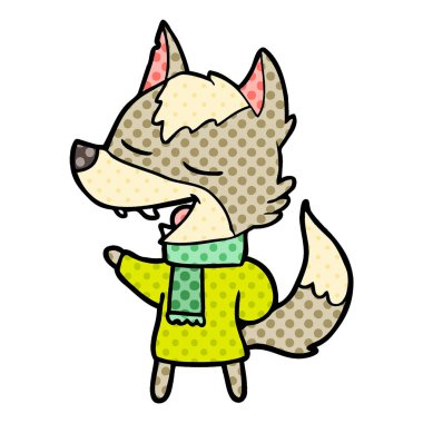 eşarp gülüyor karikatür kurt