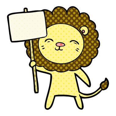 çizgi film aslan protesto işareti ile