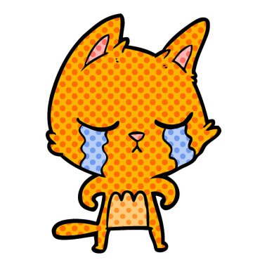 vektör çizim karikatür kedi ağlama