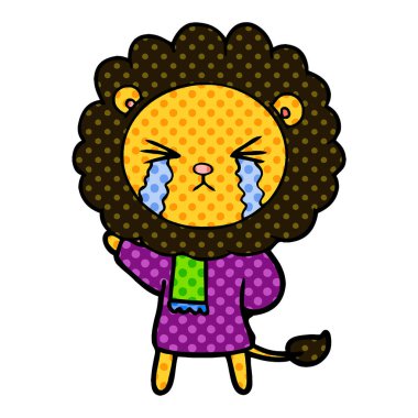 vektör çizim aslan ağlıyor çizgi film