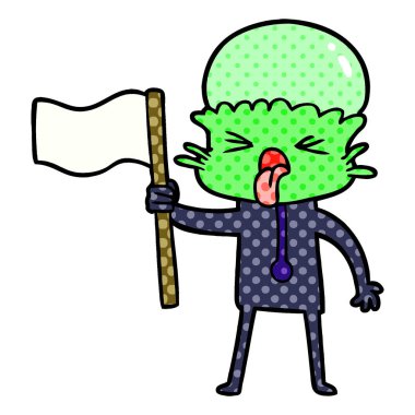 garip karikatür uzaylı vektör çizim