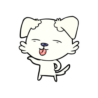 Çizgi filmdeki köpek dilini çıkartıyor.