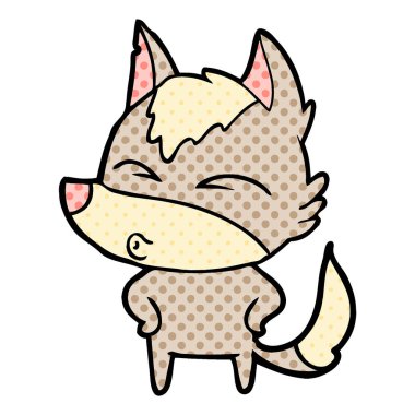 vektör çizim karikatür kurt ıslık