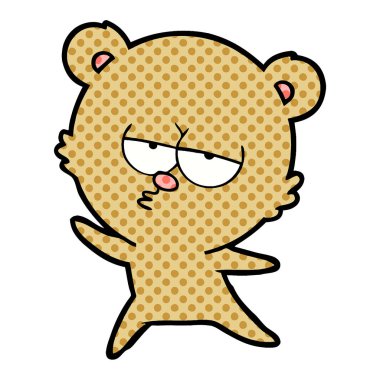 vektör çizim sıkılmış ayı çizgi film