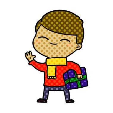 karikatür hediye ile boy gülümseyerek