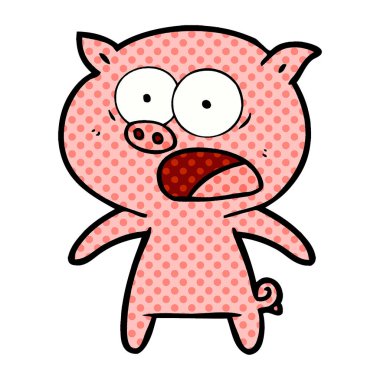 vektör çizim karikatür domuz bağırarak