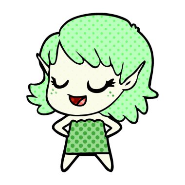 mutlu karikatür elf kızı