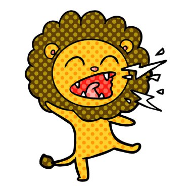 vektör çizim karikatür kükreyen aslan