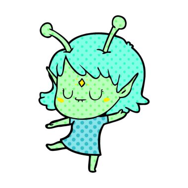 vektör çizim karikatür uzaylı kız