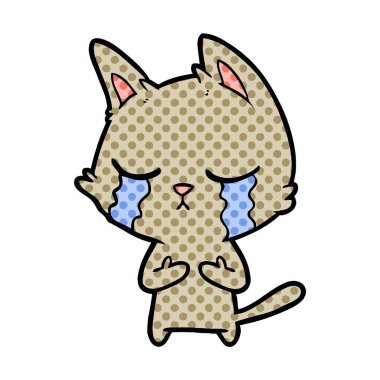 vektör çizim karikatür kedi ağlama