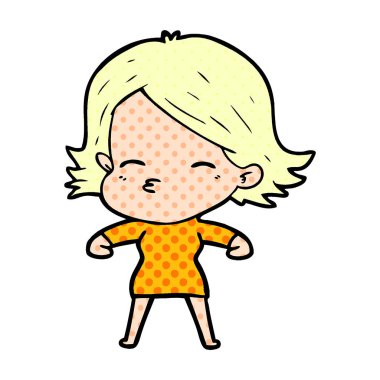 Çizgi filmdeki kadının vektör çizimi