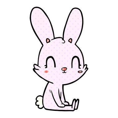 oturma sevimli çizgi tavşan