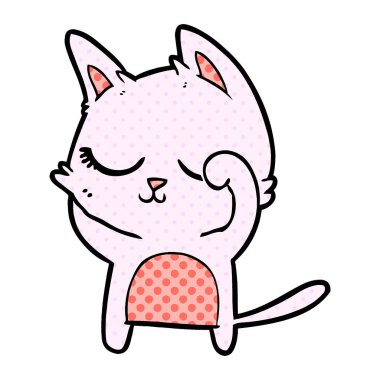 Sakin karikatür kedi vektör çizim