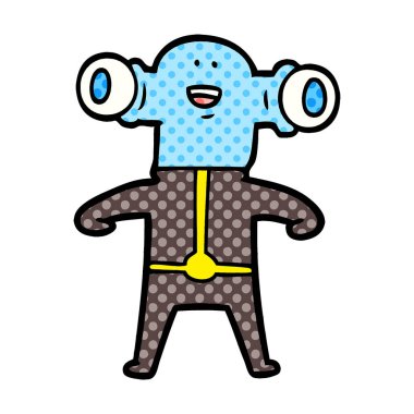 Dostu karikatür uzaylı vektör çizim