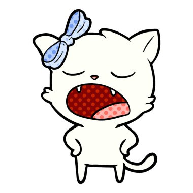 vektör çizim karikatür esneme kedi