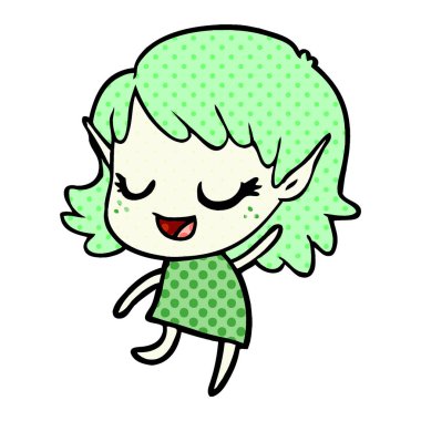 mutlu karikatür elf kızı